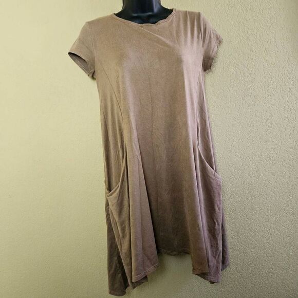 Enough About Me Faux Suede Dress - Picture 1 of 6